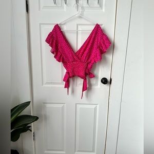 SHEIN Ruffled Polka-Dot Crop Top